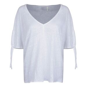 [NWT] H&M - Linen V-neck blouse with Tie-sleeves